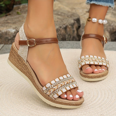 Amara™ Boho Woven Wedge Sandals