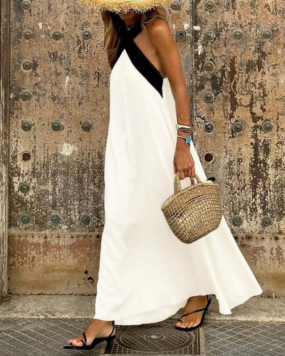 SIENNA | Elegant Dress with Backless Design and Trendy Crossed Neckline