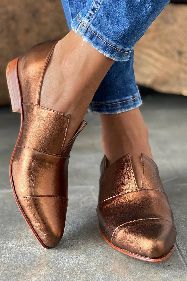Sylvia | Pointed Toe Loafers with V-Cut