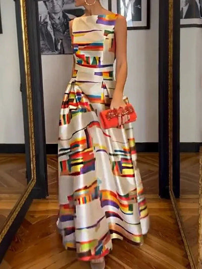 Isabeau | Geometric Print Maxi Dress