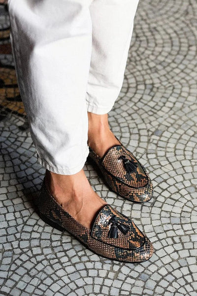 Ingrid | Elegant Snake Print Loafers