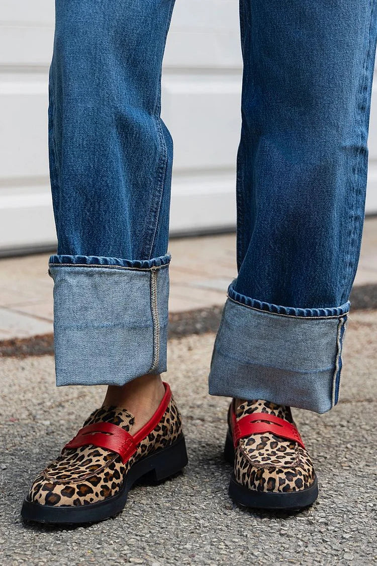 Evelien | Colorblock Round Toe Loafers