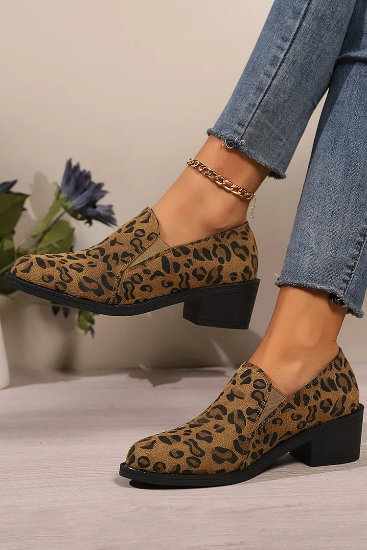 Angélique | Round Toe Loafers with Wide Heel