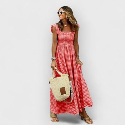 Claire | Smocked Gingham Maxi Dress