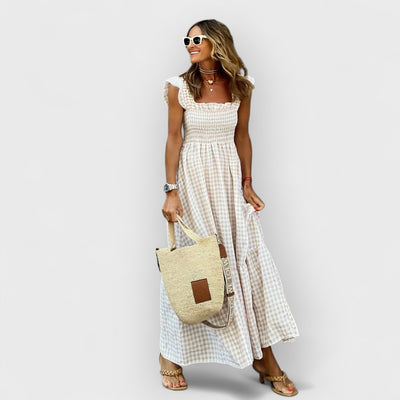 Claire | Smocked Gingham Maxi Dress