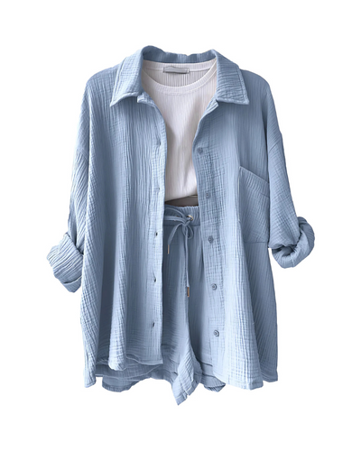 Maylee | Textured Button-Up Short Set