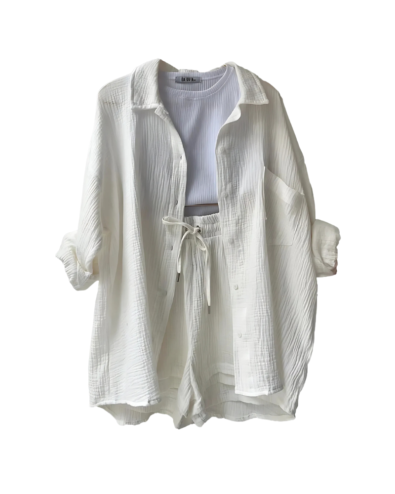 Maylee | Textured Button-Up Short Set