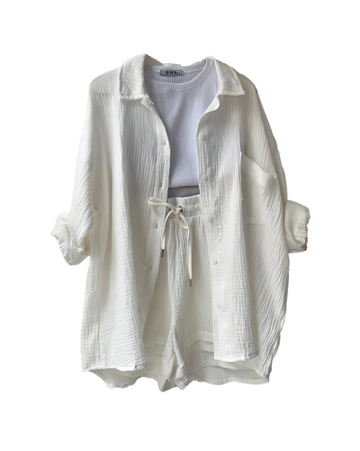 Maylee | Textured Button-Up Short Set