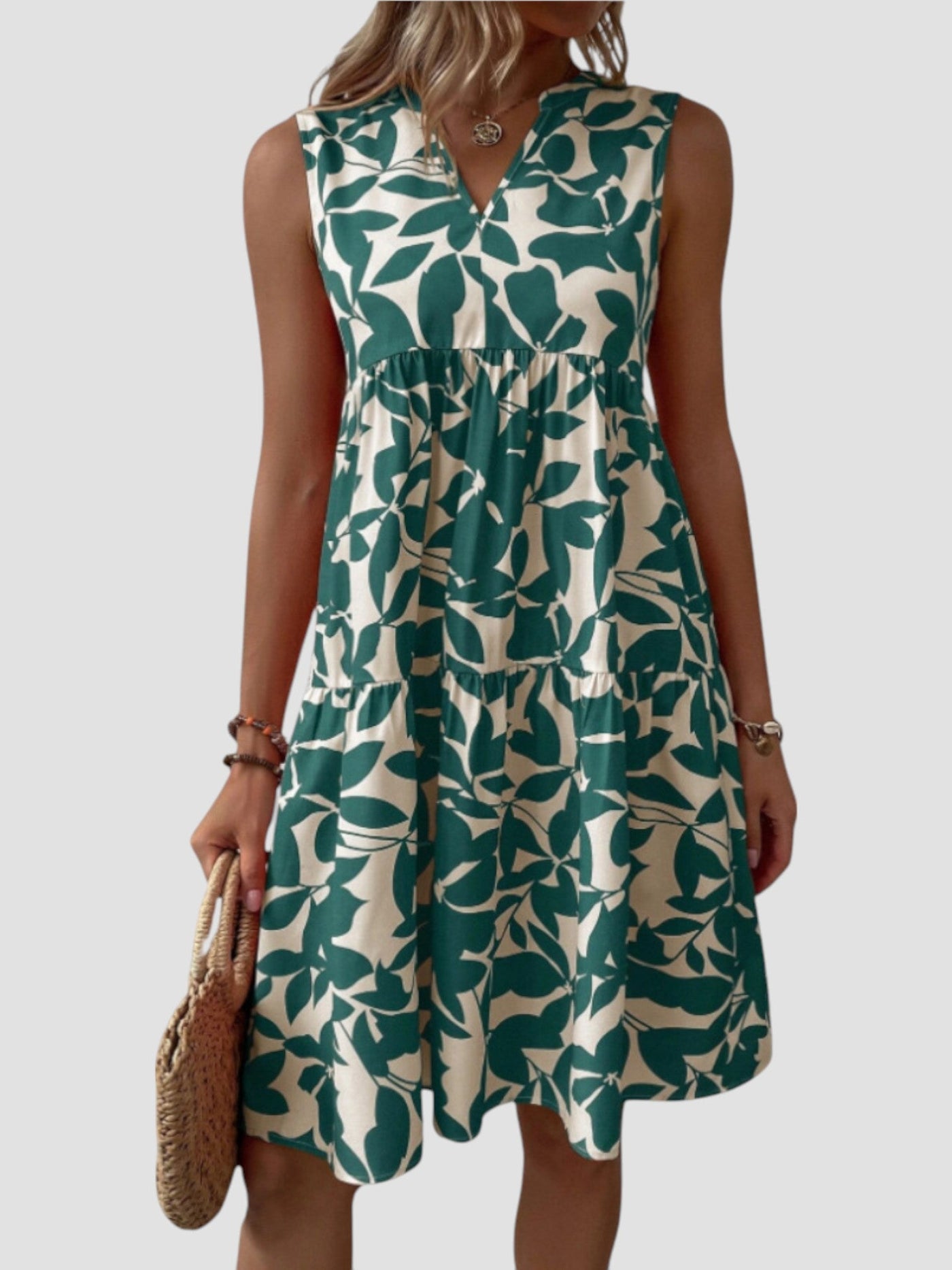 Séraphine | Sleeveless Leaf-Print Dress