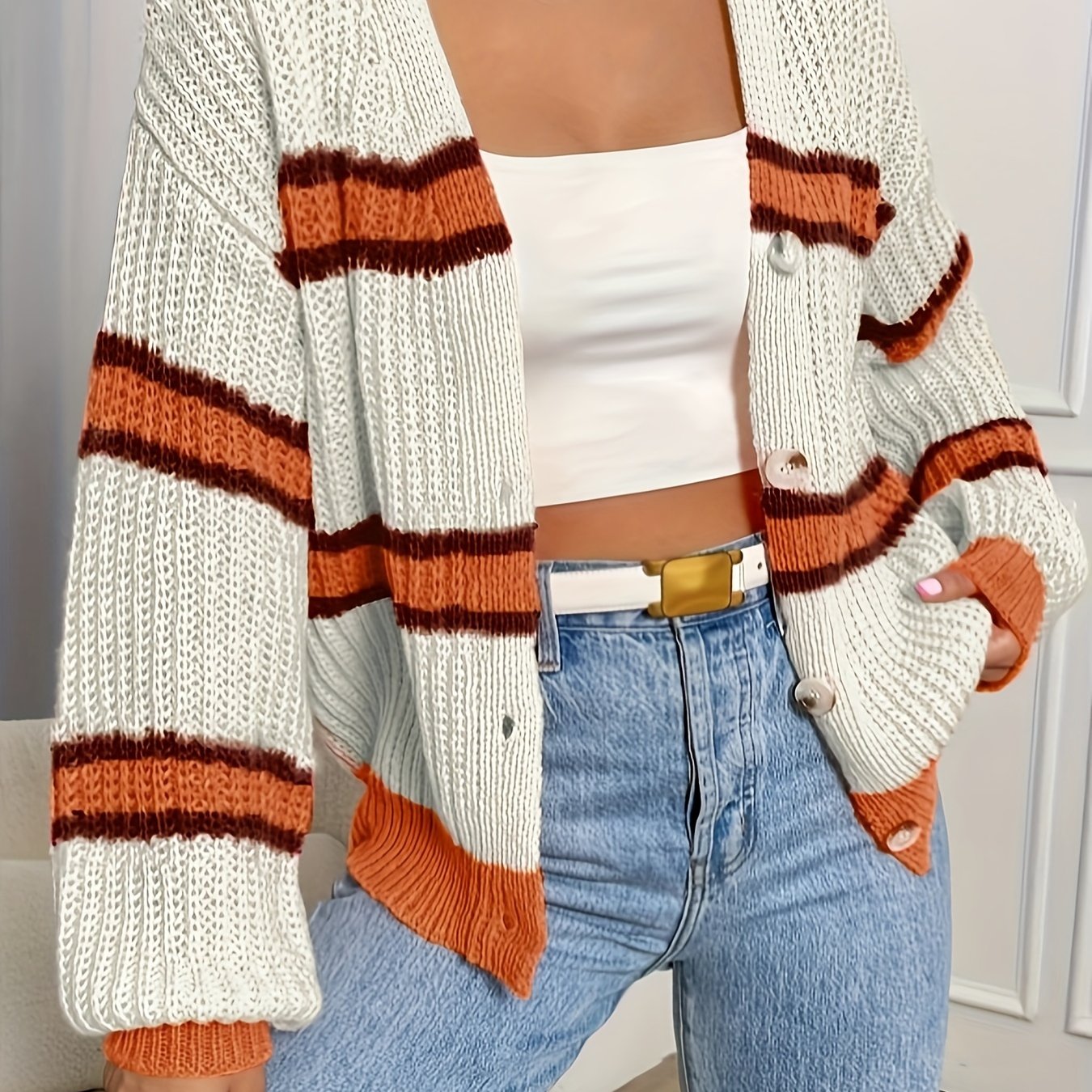 FAYE | CHUNKY STRIPE KNIT CARDIGAN