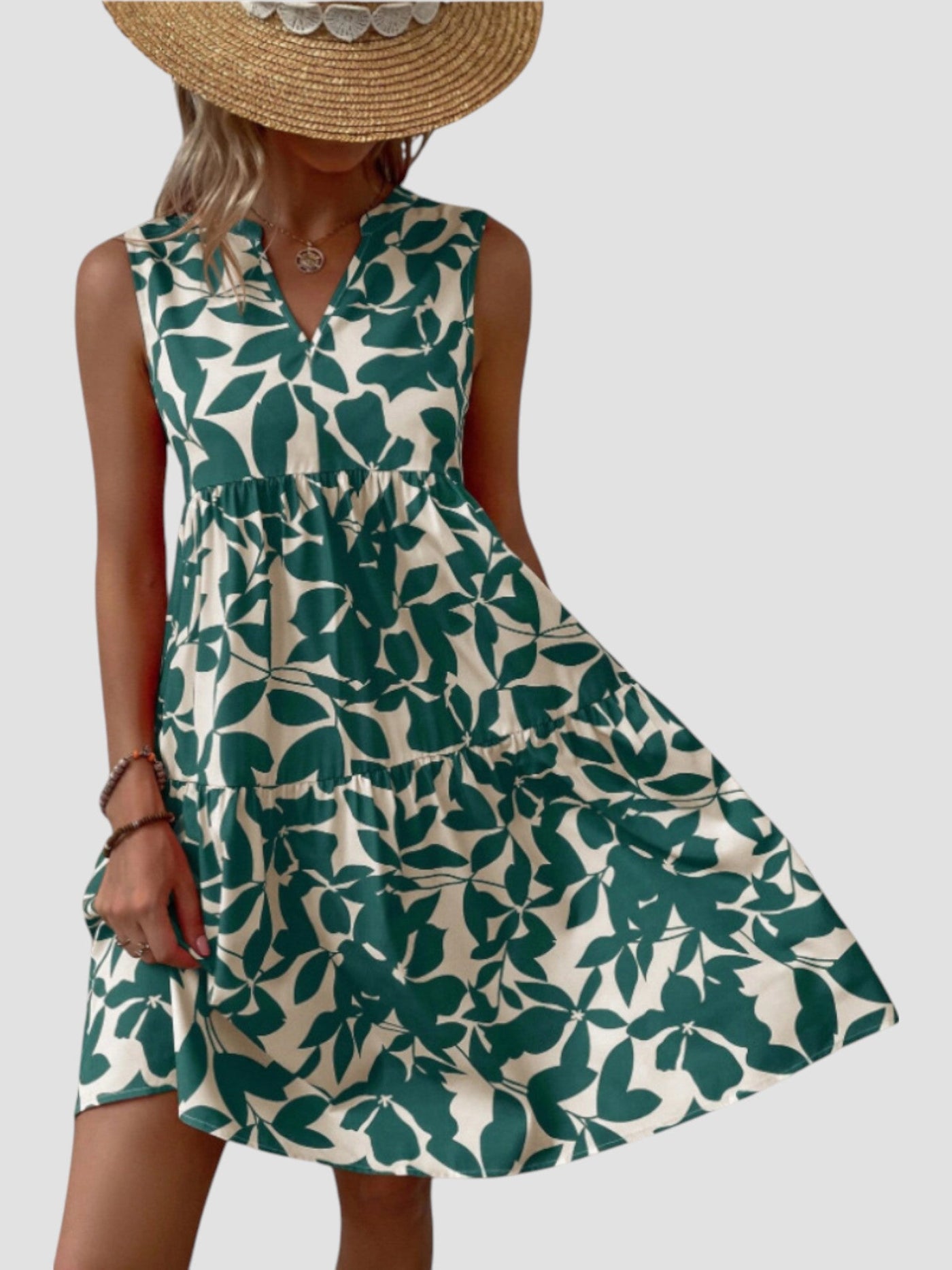 Séraphine | Sleeveless Leaf-Print Dress
