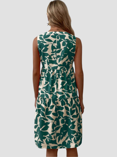 Séraphine | Sleeveless Leaf-Print Dress