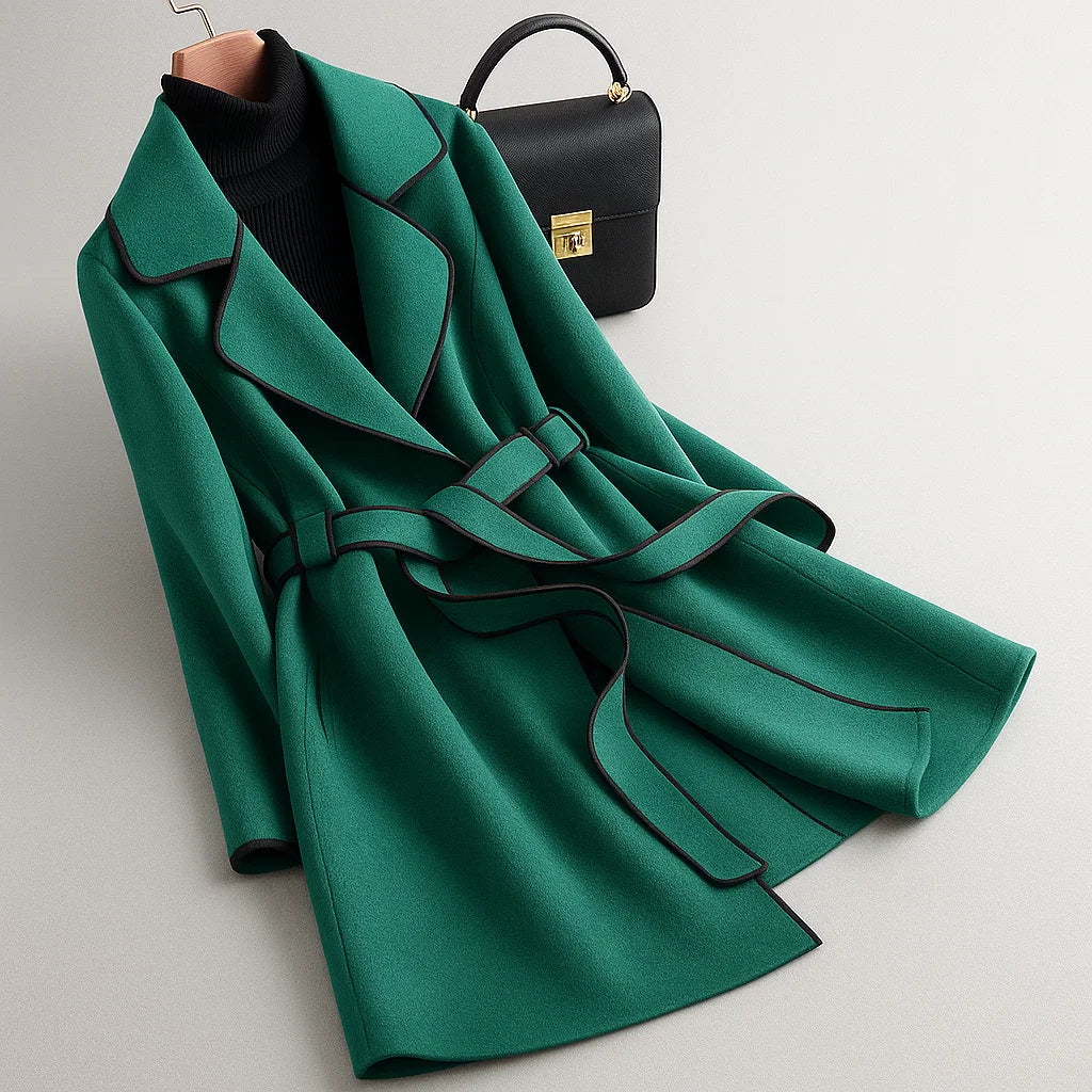 Mariviannea | Elegant Belted Collar Coat