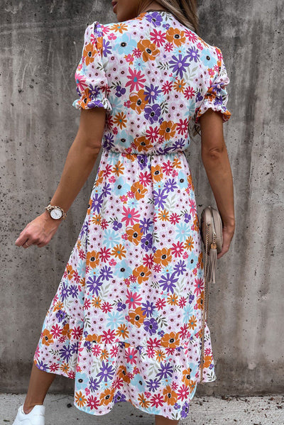 Georgia - Long Floral Dress with V-Neck