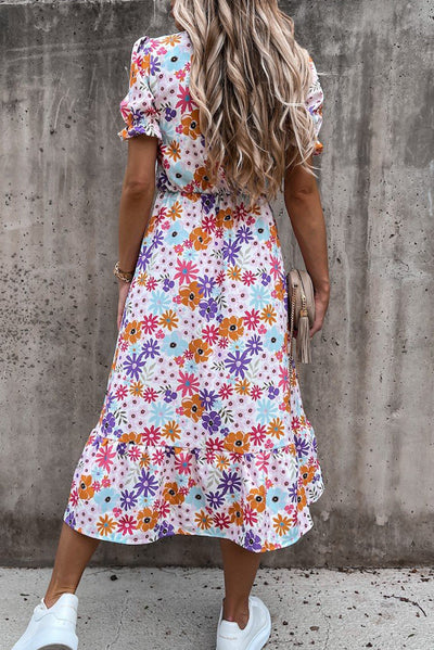 Georgia - Long Floral Dress with V-Neck