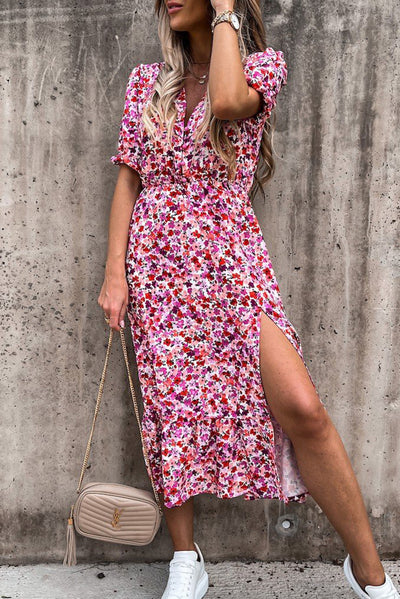 Georgia - Long Floral Dress with V-Neck