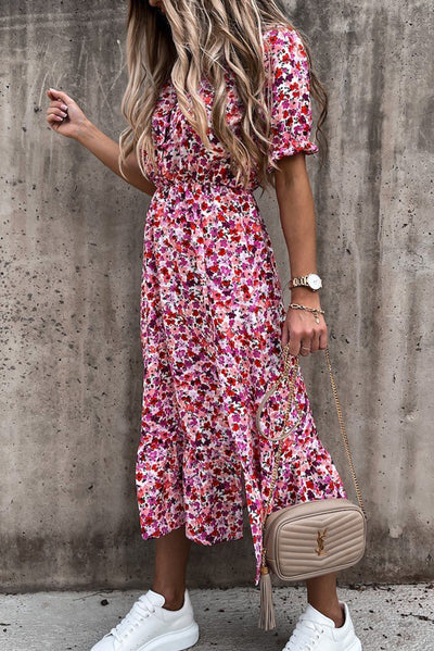 Georgia - Long Floral Dress with V-Neck
