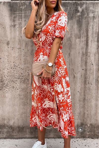 Georgia - Long Floral Dress with V-Neck