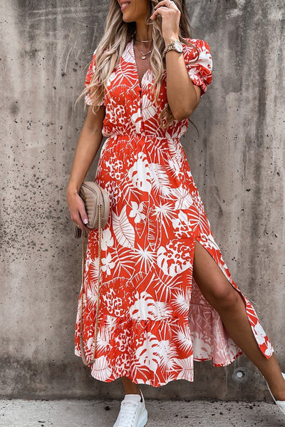Georgia - Long Floral Dress with V-Neck