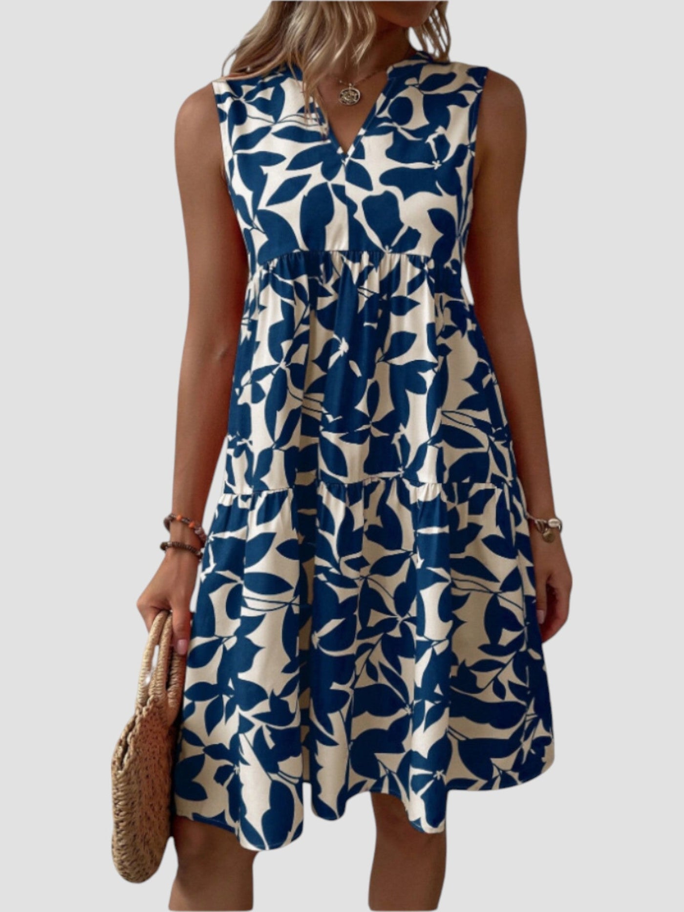 Séraphine | Sleeveless Leaf-Print Dress