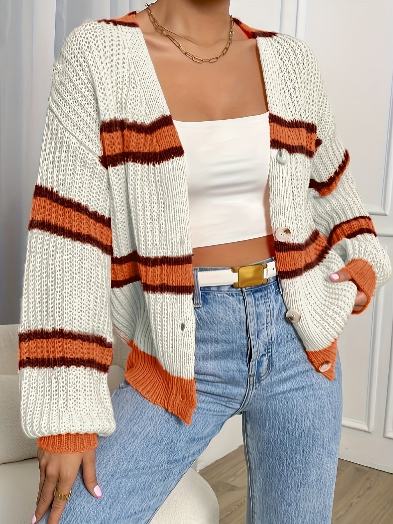 FAYE | CHUNKY STRIPE KNIT CARDIGAN