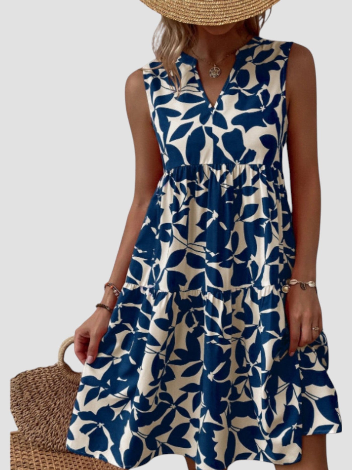 Séraphine | Sleeveless Leaf-Print Dress