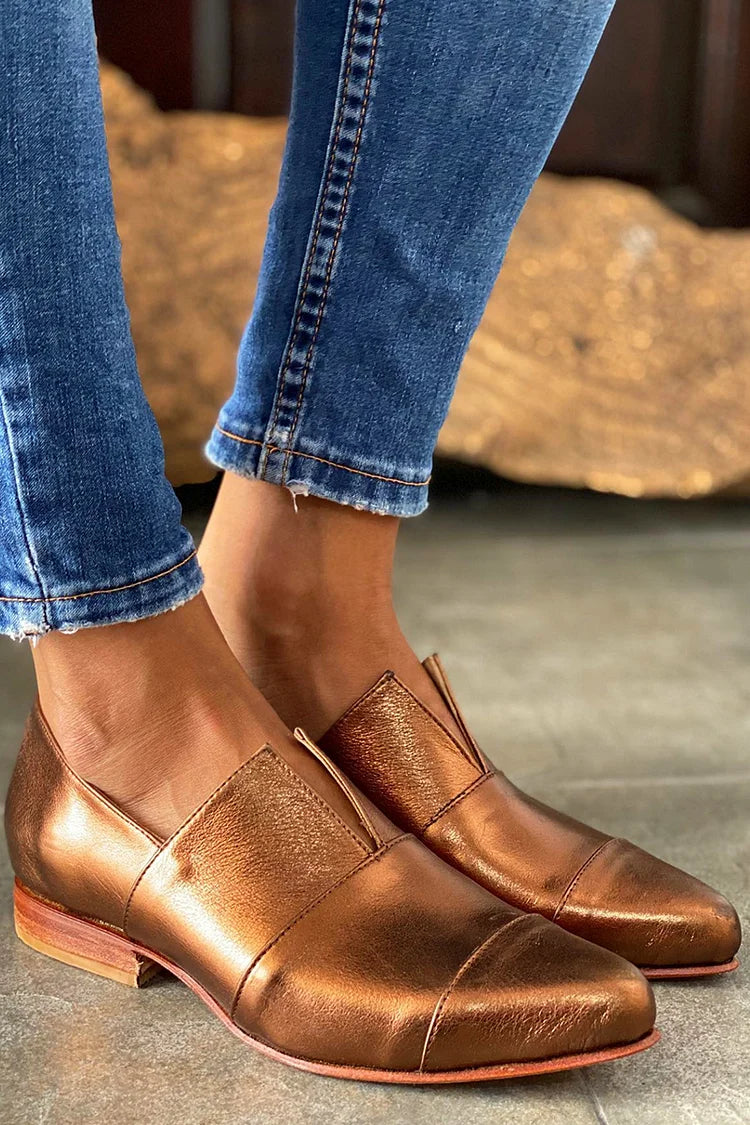 Sylvia | Pointed Toe Loafers with V-Cut