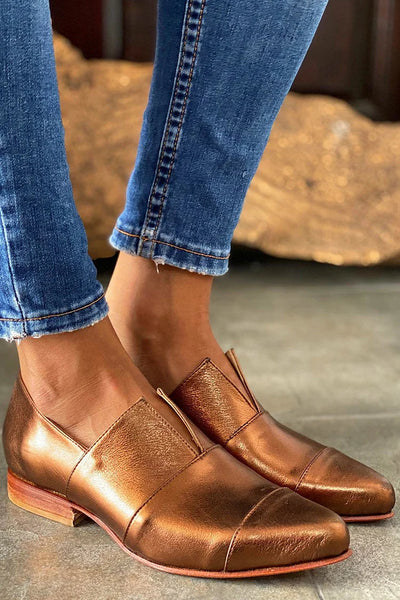 Sylvia | Pointed Toe Loafers with V-Cut