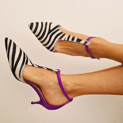 ELLE | GELAKTE PUMPS WITH ZEBRA PRINT AND STILETTO HEEL
