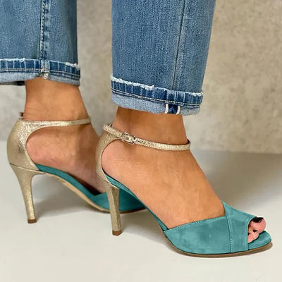 LIV | PEEP-TOE HEELS WITH HIGH HEEL, STRAP, AND CLOSURE