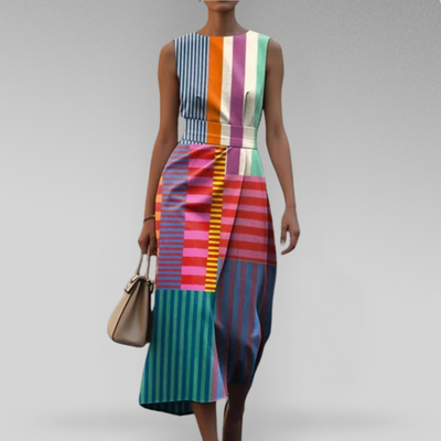 Tiffany | Geometric Sleeveless Midi Dress