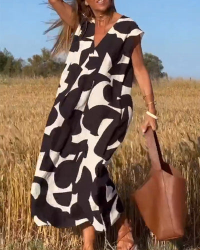SITA - PRINTED DRESS WITH V-NECK