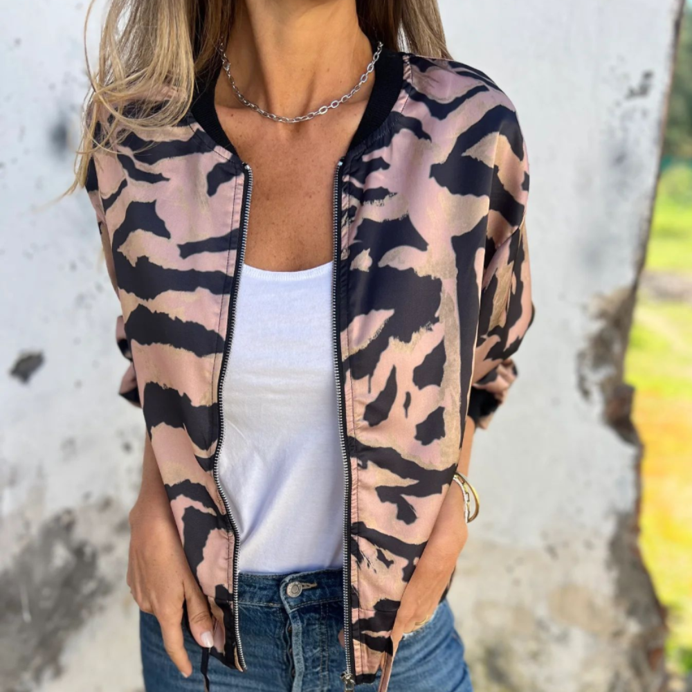 Lacey | Zebra Print Zip Jacket