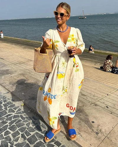 SOLÈNE | Printed Linen Dress