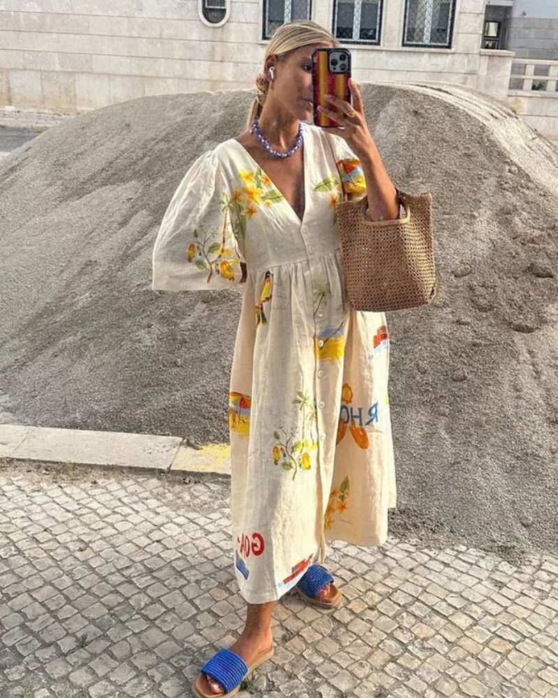 SOLÈNE | Printed Linen Dress