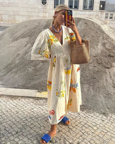 SOLÈNE | Printed Linen Dress