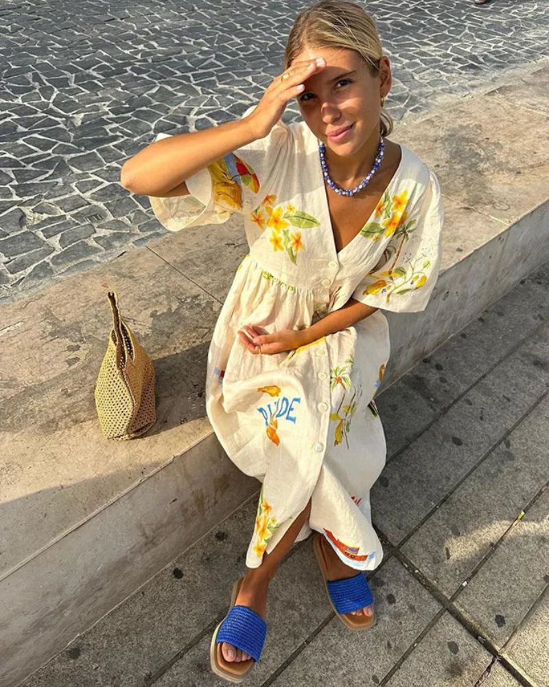 SOLÈNE | Printed Linen Dress