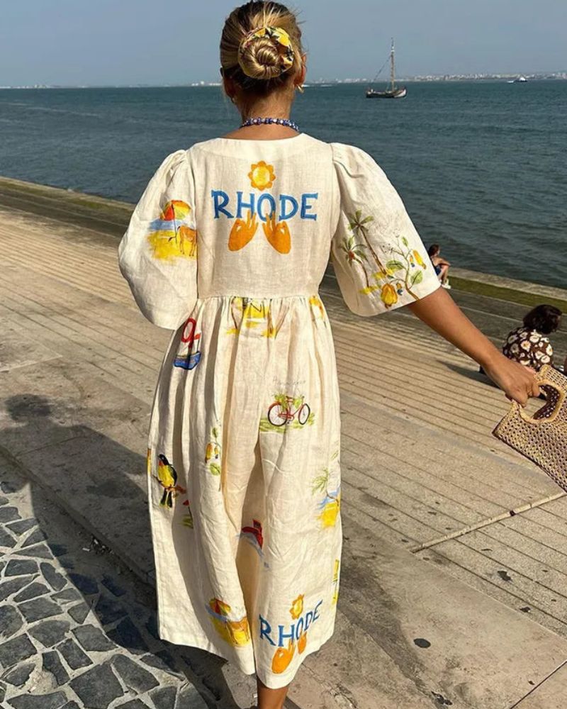 SOLÈNE | Printed Linen Dress