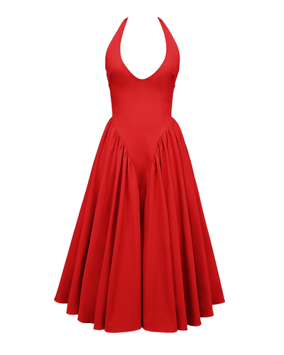 Monroe – Red Midi Dress with Iconic Style