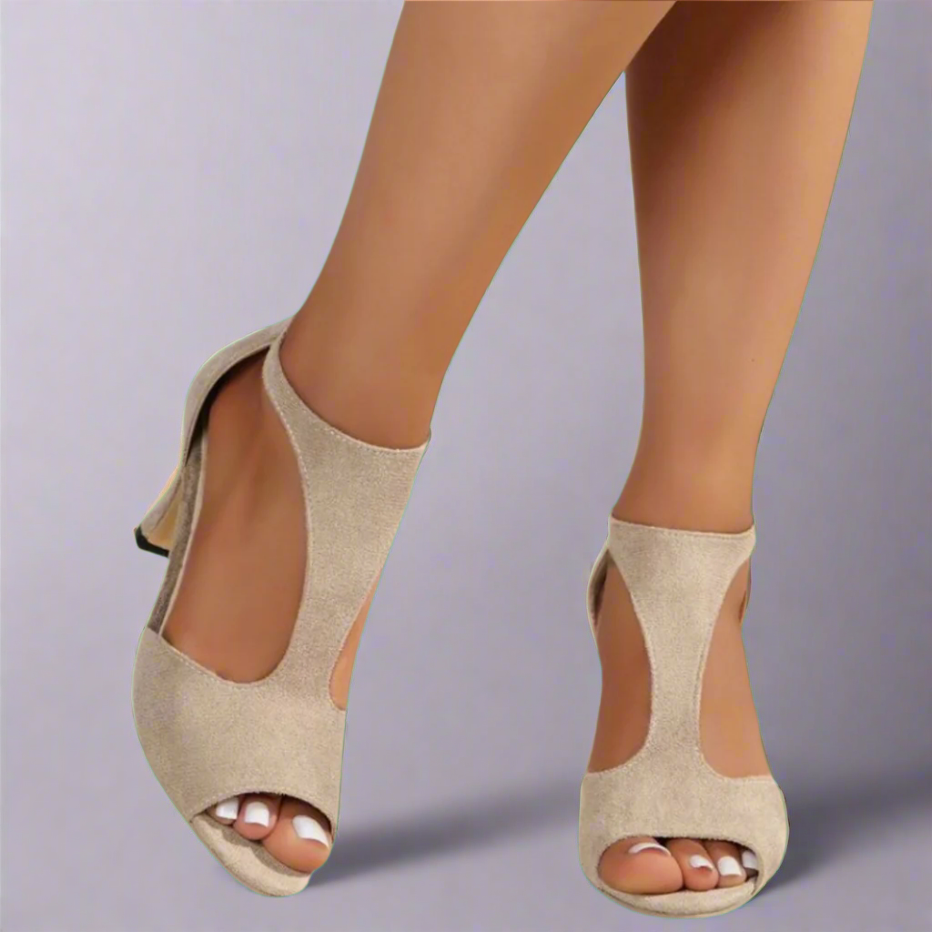 GRAZIA | HEEL SANDAL WITH CURVED CUT
