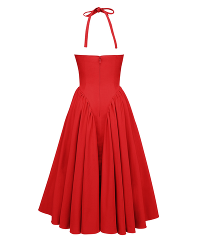 Monroe – Red Midi Dress with Iconic Style