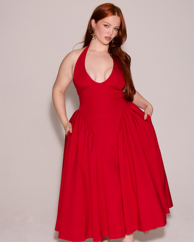 Monroe – Red Midi Dress with Iconic Style
