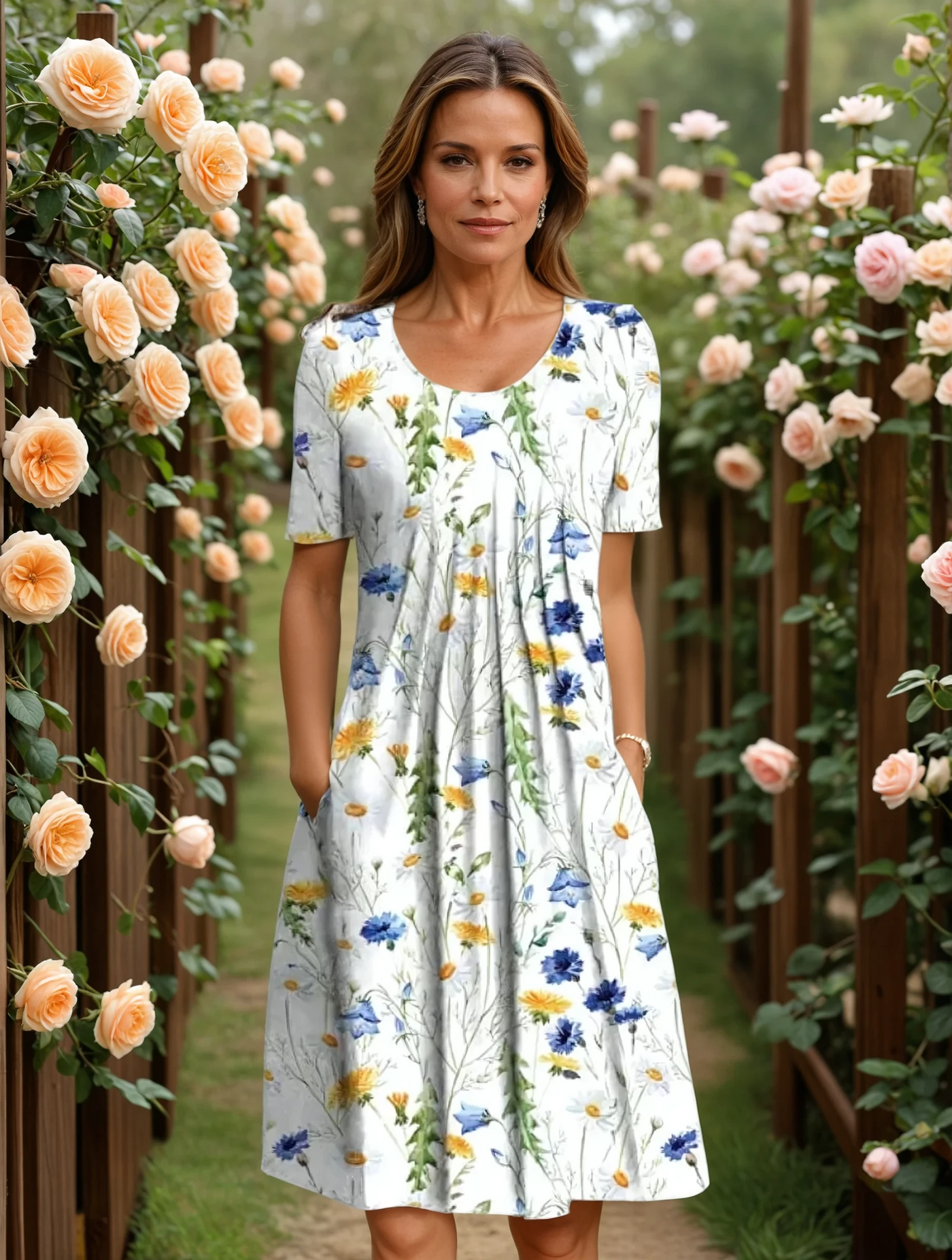 Marga | Floral Pleated Midi Dress
