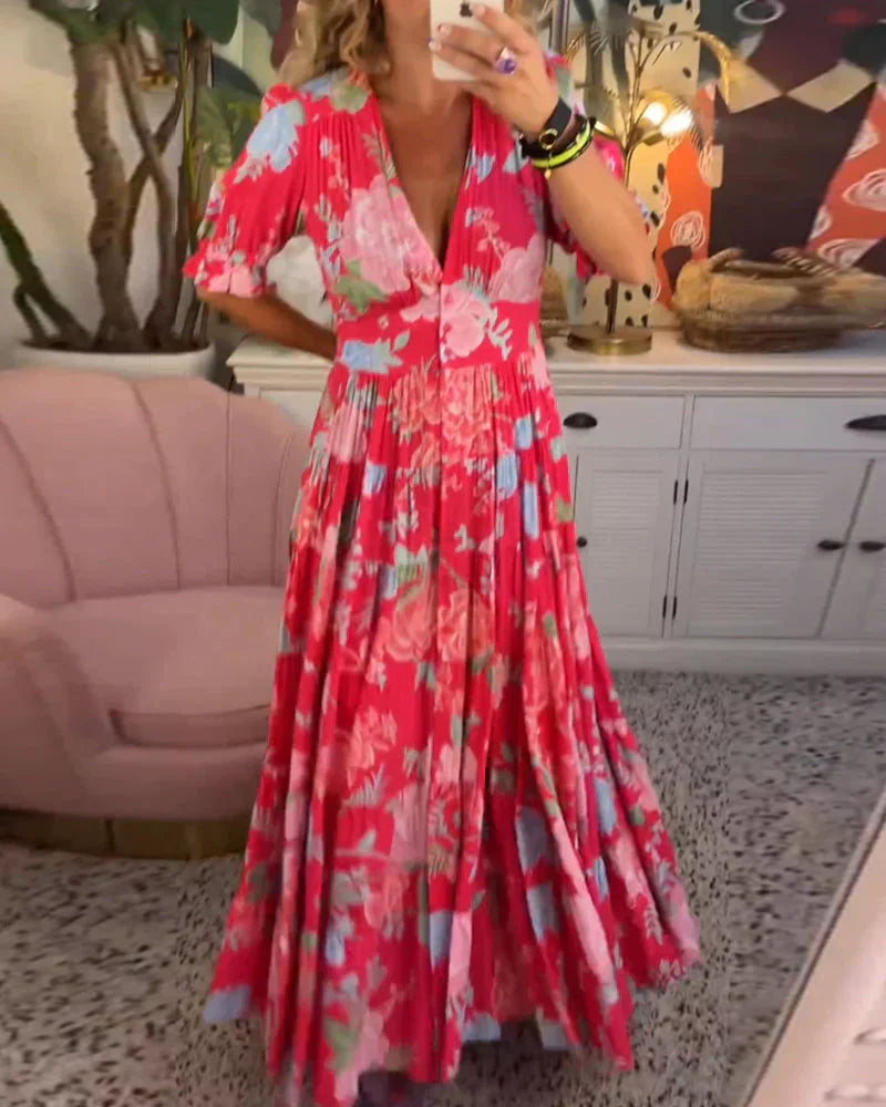 SAGELIA | Long Bohemian Dress with Fluid Elegance