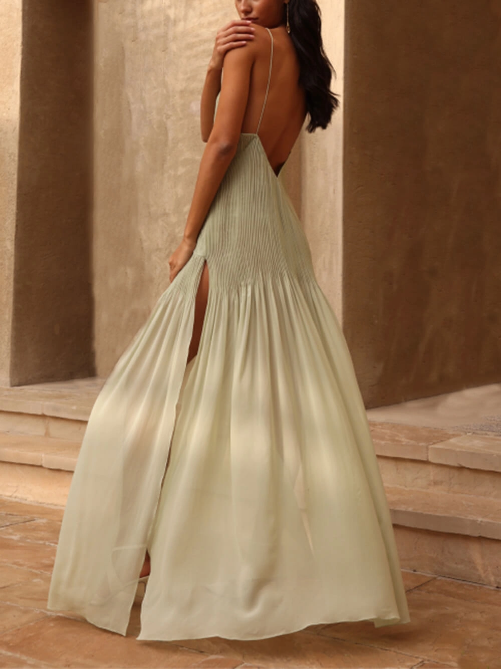 Sofia | Long Pleated Dress with Patchwork