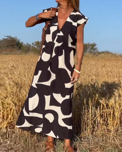 SITA - PRINTED DRESS WITH V-NECK