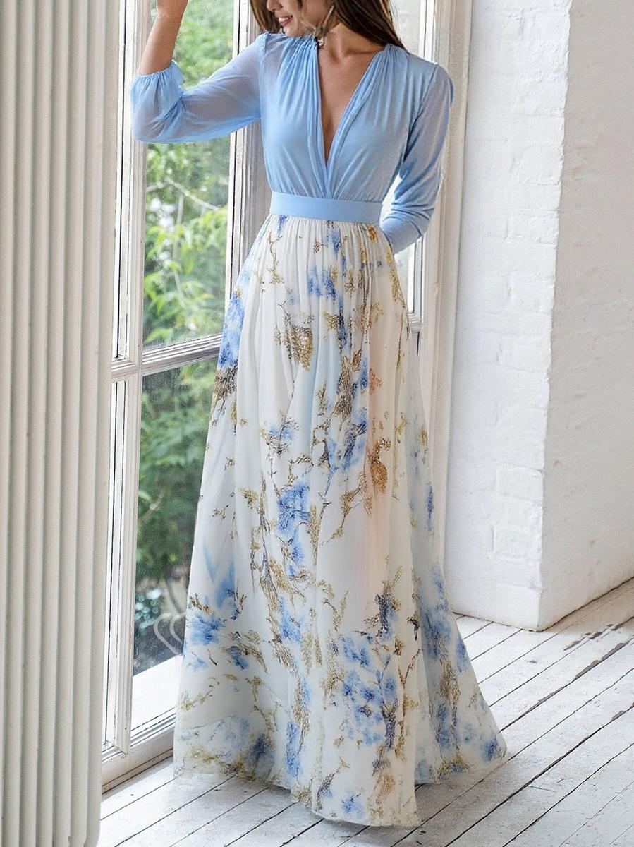 Elena™ | Long Floral Print Dress