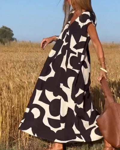 SITA - PRINTED DRESS WITH V-NECK