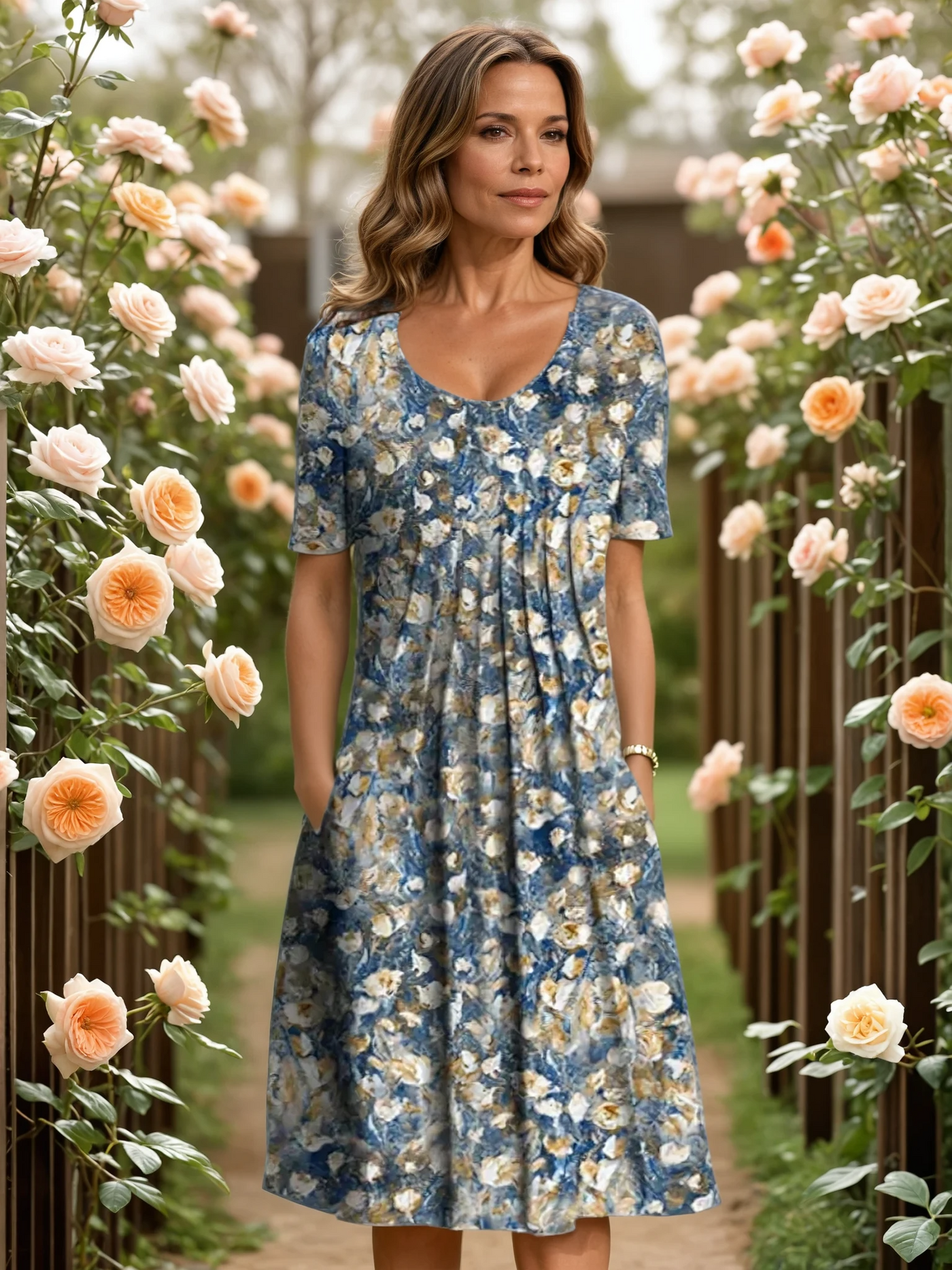 Marga | Floral Pleated Midi Dress