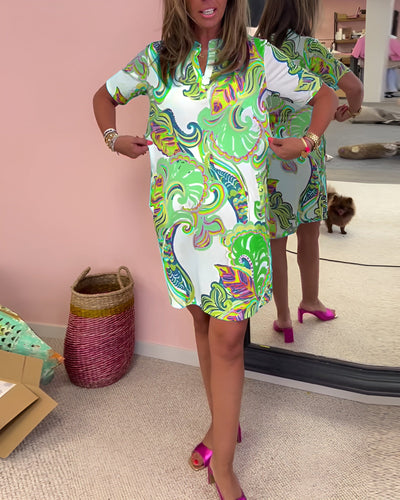 Gaëlle | Light Printed Dress with V-Neck